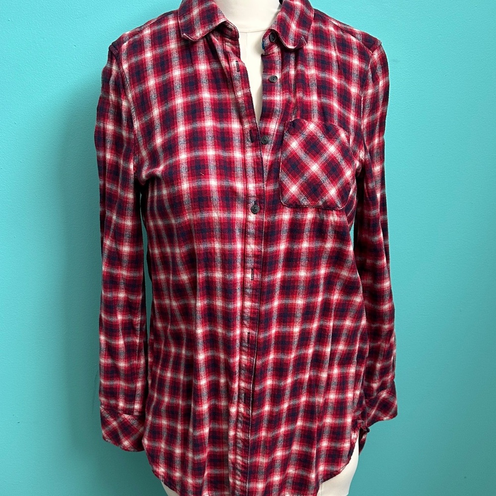Boston Traders Red and Black Plaid Button Down Shirt